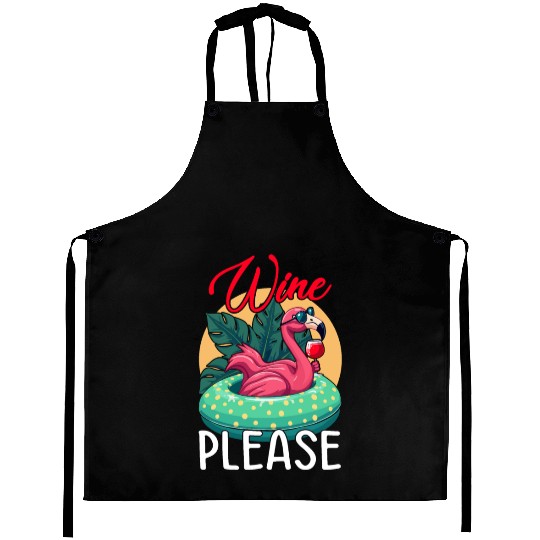 Party Flamingo Wine please Funny Flamingo Party Aprons