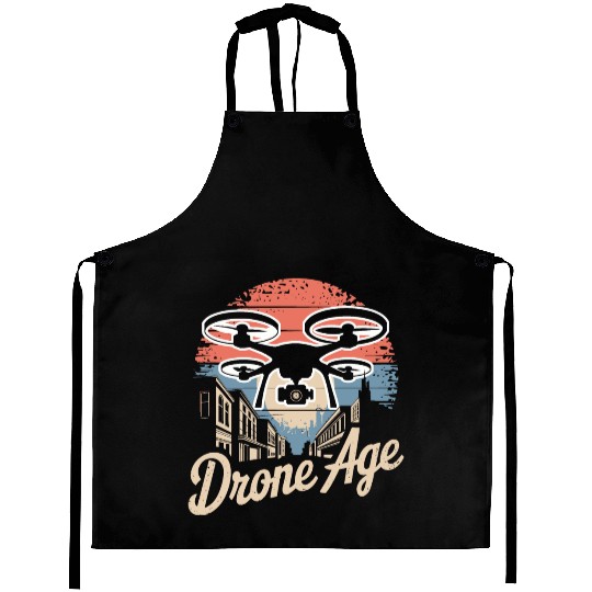 Drone Age Vintage Sunset Design Aprons
