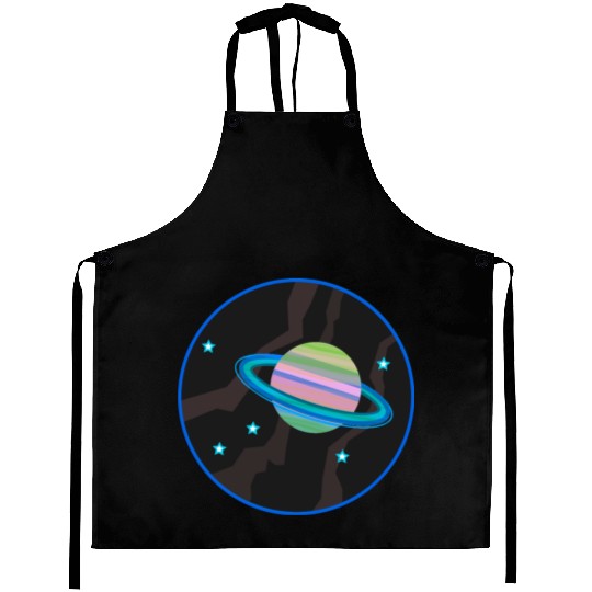Space Stars and Planet (green and pink) Aprons