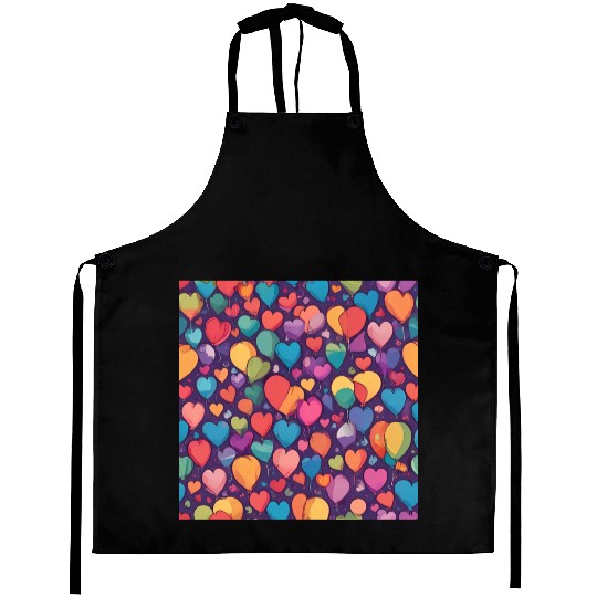 Hearts and balloon design in multiple colors Aprons
