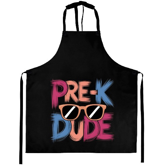 Pre-K Dude Fun Cool Back to School Style Vibes Aprons