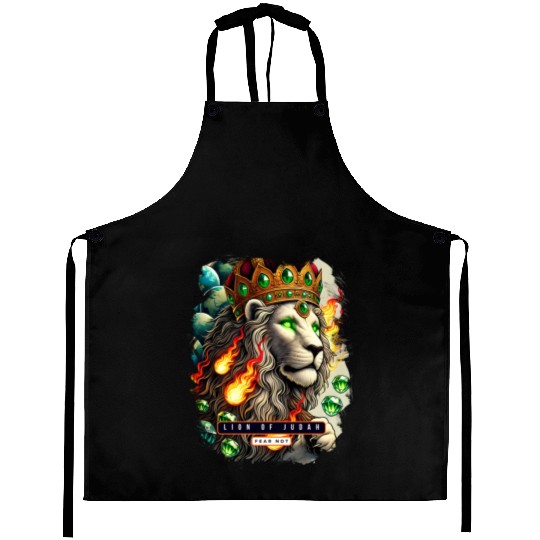 Majestic Lion of Judah with Crown Christian Aprons