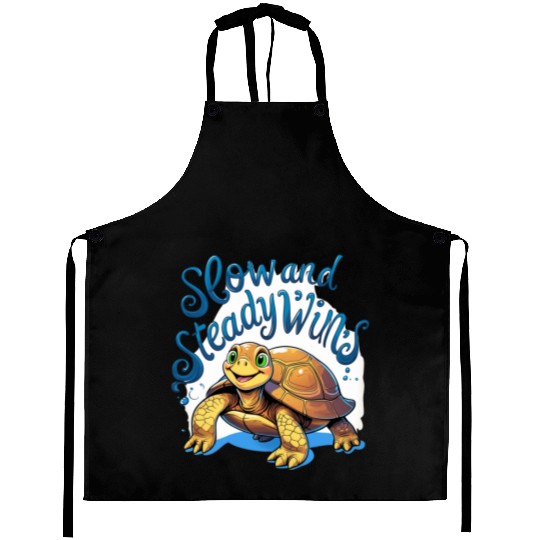 Whimsical Turtle with Confident Message Aprons