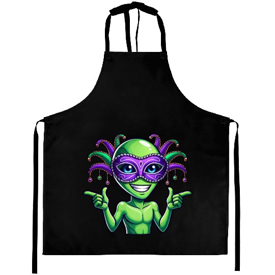 Mardi Gras Alien Cartoon Veggie Fun Aprons