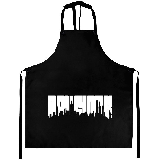 New York Skyline Typography Aprons