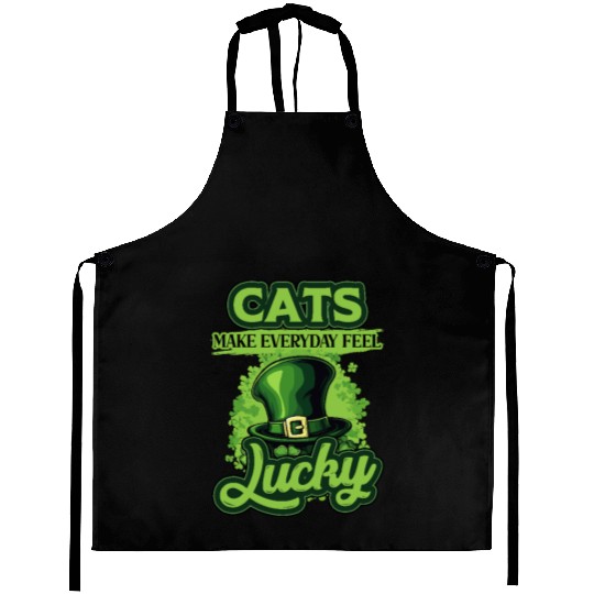 Cats Make Everyday Feel Lucky St Patricks Day Aprons