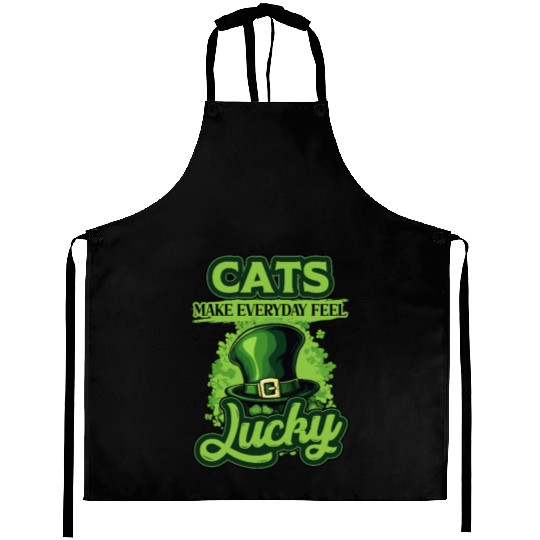 Cats Make Everyday Feel Lucky St Patricks Day Aprons