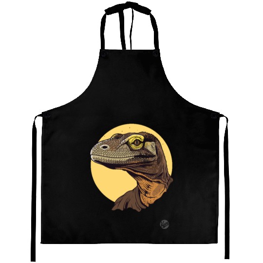 Realistic Komodo Dragon Portrait Aprons