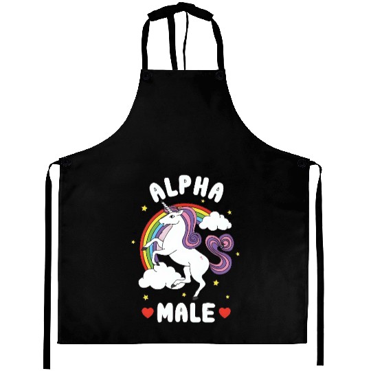 Alpha Male unicorn funny sarcastic ironic pink Aprons