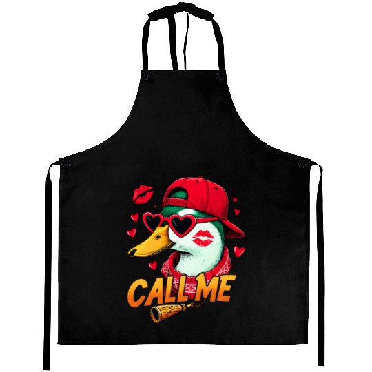 Call Me Duck Valentines Duck Hunting Lover Aprons