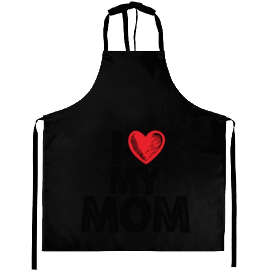 I Love My Mom Hand Sketch Aprons