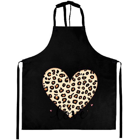 Trendy Vintage Retro Love Cheetah Leopard Print Aprons
