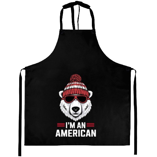 I m An American polar bear USA Gift Idea Aprons