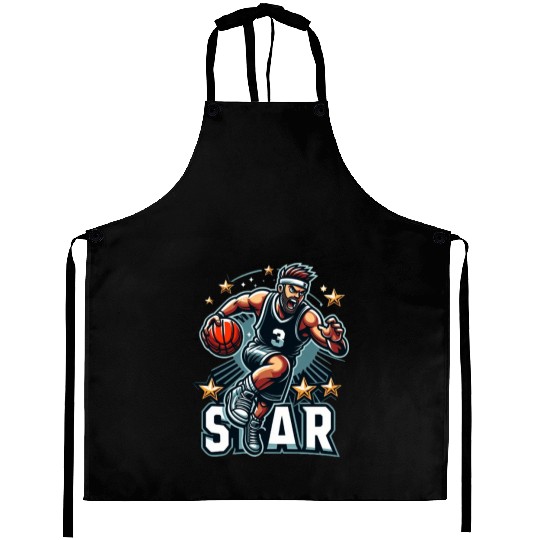 Basketball Star Dribbling Illustration Aprons