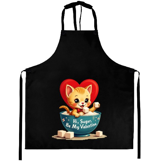 Hi Sugar Vintage Kitten Valentine s Day Card Aprons