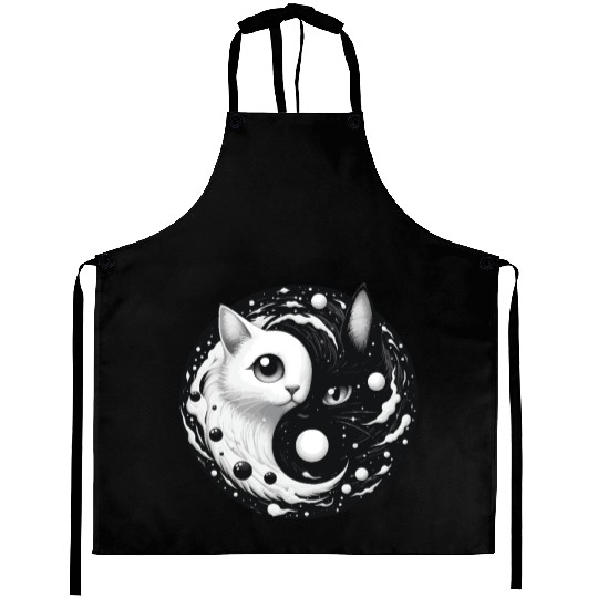 Ying and Yang Cats Asian Meditation Gift Idea Aprons