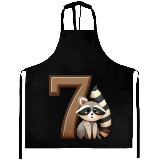Playful Raccoon Kids Number Design Aprons
