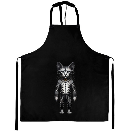 Warrior Cat with Piercings and Spacers Aprons