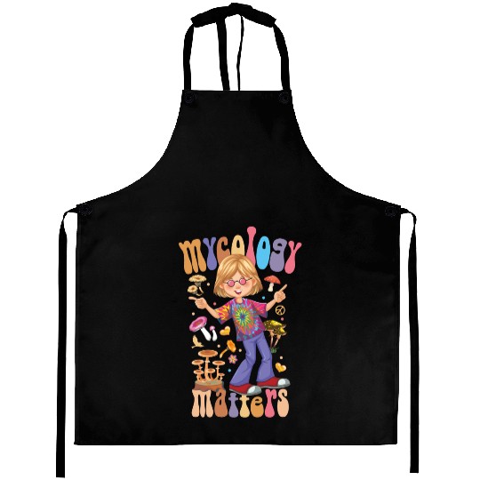 Mushroom Fungi Mycology Matters Funny Hippie style Aprons