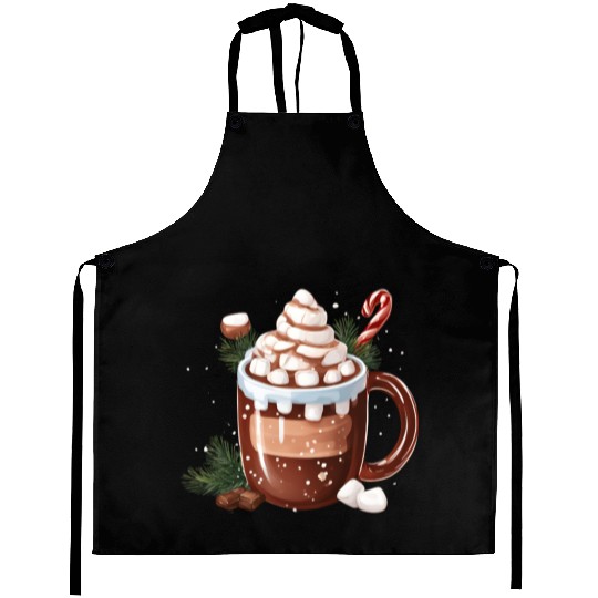 Festive Hot Chocolate with Marshmallows Aprons