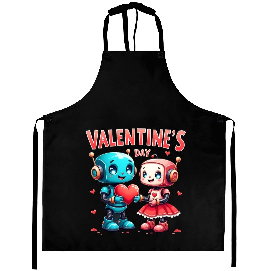 Valentines Day Robot Love Aprons
