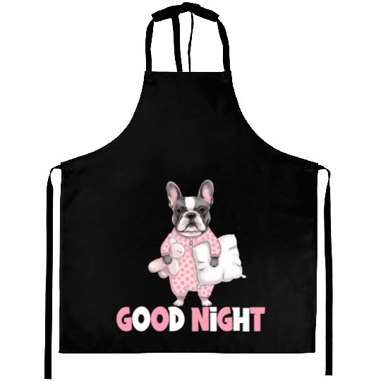 Cute Good Night French Bulldog Pajamas Aprons