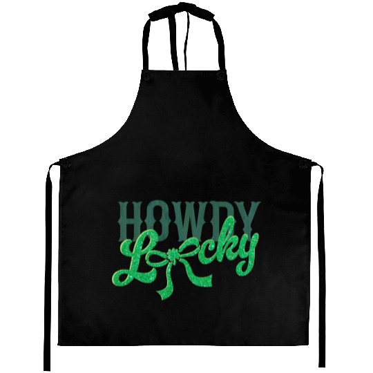 Howdy Lucky Western Cowgirl St Patricks Design Aprons