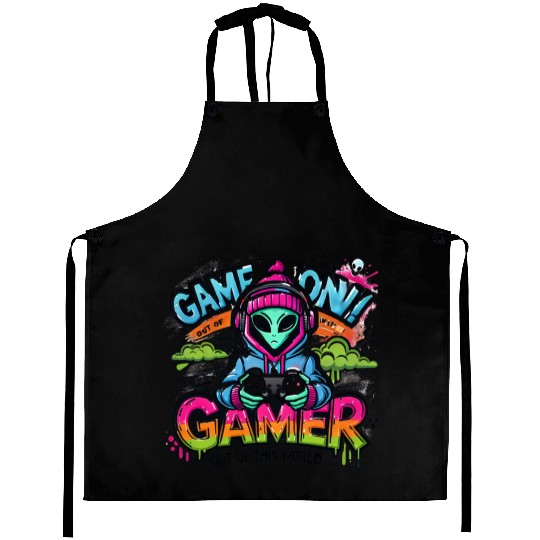 Alien Gamer" - Sci-Fi Gaming Design Aprons