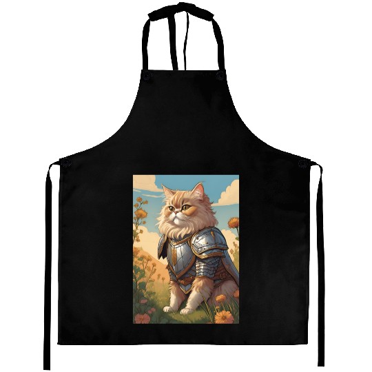 Cat painting red black cat Aprons