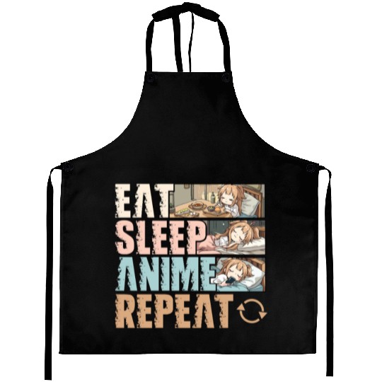 Eat Sleep Anime Repeat Funny Otaku Aprons
