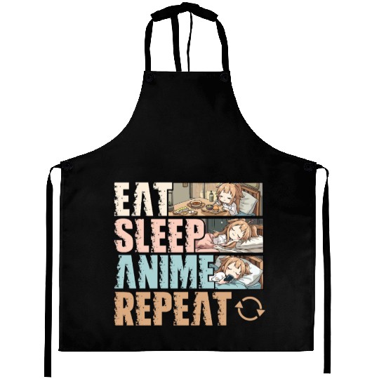 Eat Sleep Anime Repeat Funny Otaku Aprons