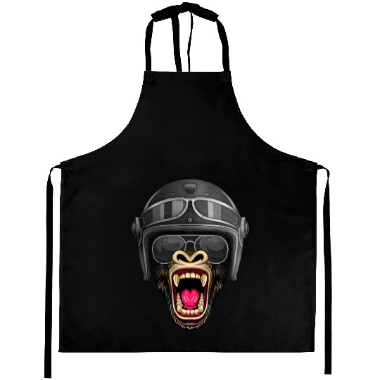 Biker Gorilla Motorcycle Silver Back Monkey Aprons