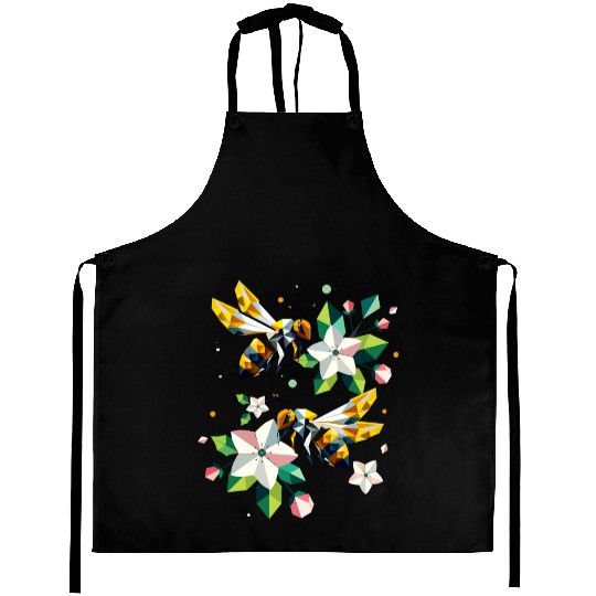 Bees and apple blossoms in harmonious colors Aprons