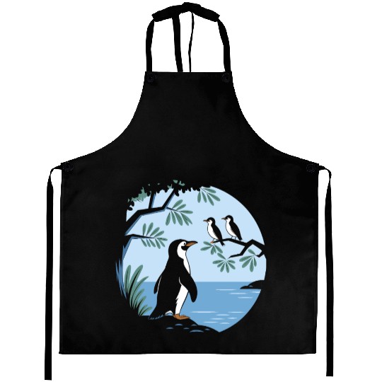 Birdwatching Penguins Nature Scene Aprons