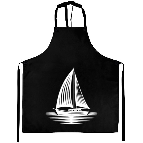 Sailboat In Calm Sea On The Horizon Aprons