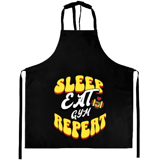Sleep Eat Gym Repeat Aprons - Fitness Workout Aprons