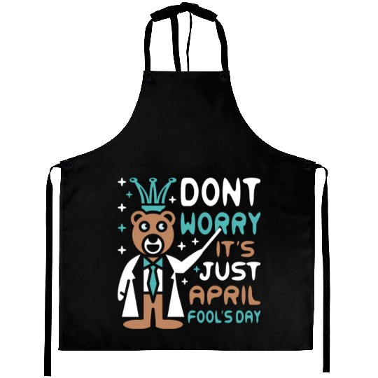 Funny Teacher Bear Celebrate April Fools Day Aprons