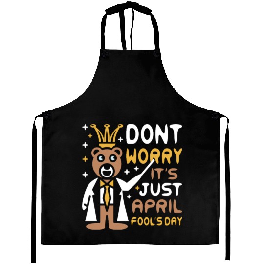 Funny Teacher Bear Celebrate April Fools Day Aprons