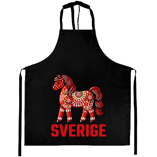 Swedish Dala Horse, Scandinavian sverige sweden Aprons