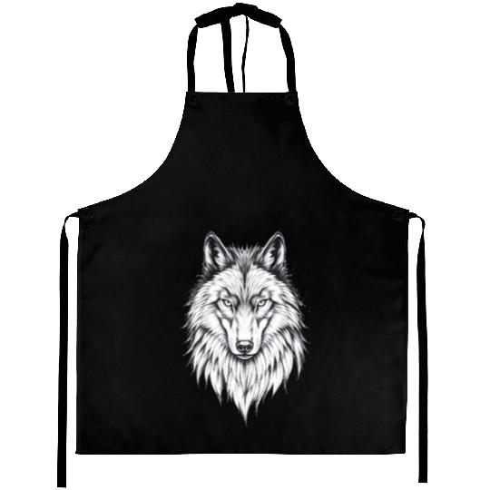 Wolf Face: Majestic and Wild Aprons