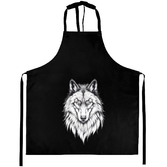 Wolf Face: Majestic and Wild Aprons
