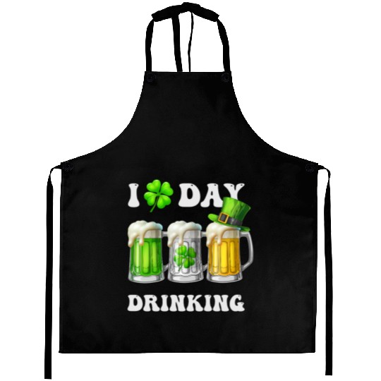I Love Day Drinking Beer Shamrock St Patrick’s Day Aprons