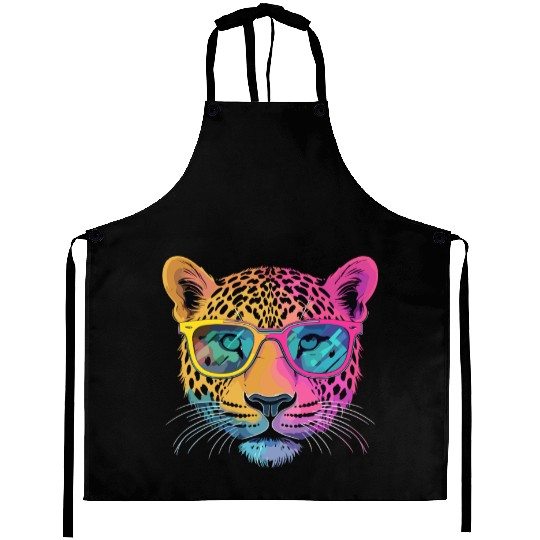 Cheetah Wearing Sunglasses Hipster Style Aprons