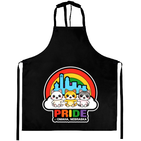 Pride of Omaha City Nebraska USA Rainbow Flag Aprons