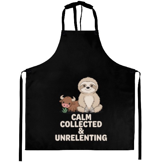 Taurus Zodiac Sloth Calm Collected & Unrelenting Aprons