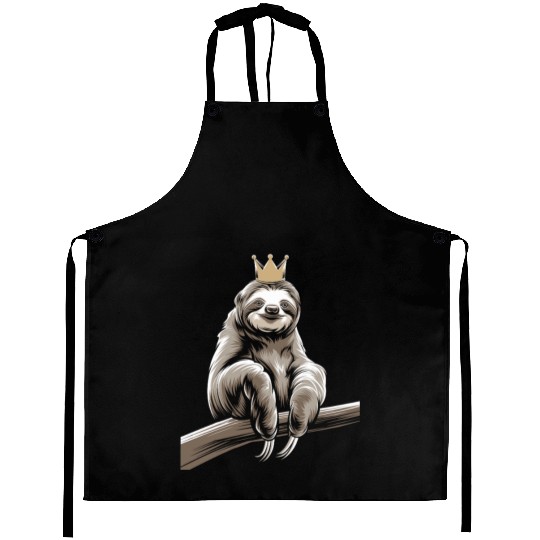 Royal Sloth King Relaxing on Branch Aprons