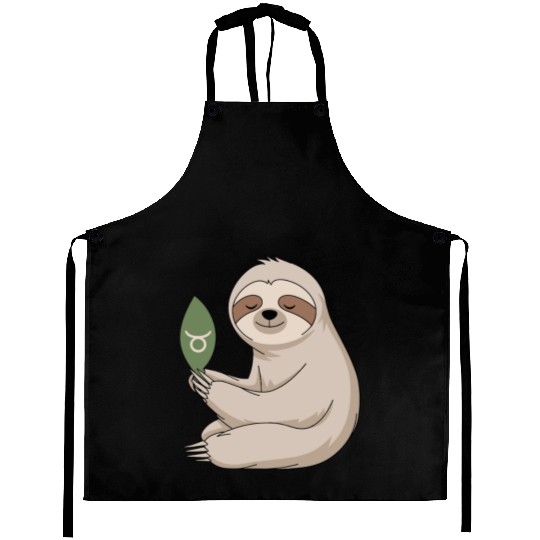 Taurus Zodiac Sloth Embracing Serenity Aprons