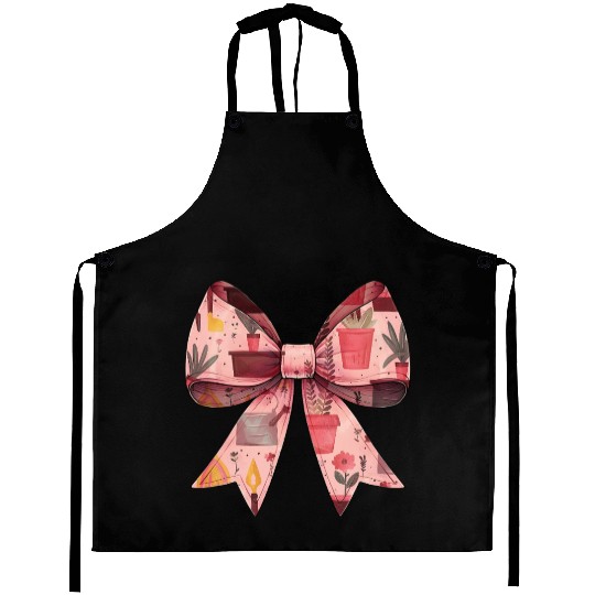 Coquette Bow Gardening Gardener Plants Pattern Aprons