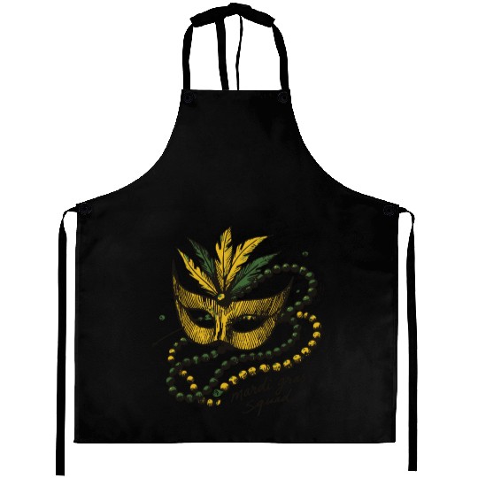 Mardi Gras Squad Mask Beads Festive Spirit Aprons