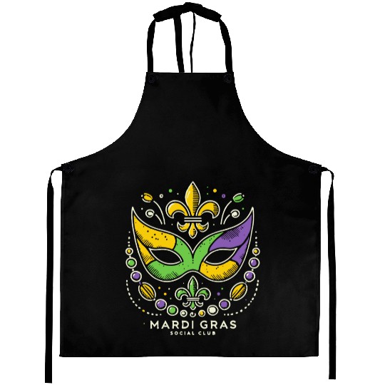 Mardi Gras Soociial Clubb Vintage Style Mask Aprons